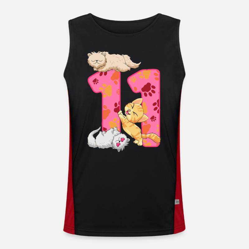 Chaton de 11e anniversaire | Chemise d’anniversaire de chat Débardeur respirant contrasté Homme 
