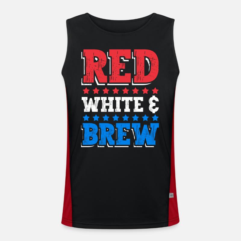 Red white and brown drink July 4 Men's Functional Contrast Tank Top 