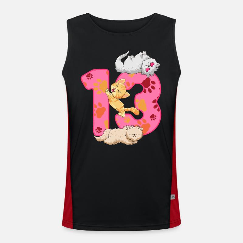 Chaton de 13 ans | Chemise d’anniversaire de chat Débardeur respirant contrasté Homme 