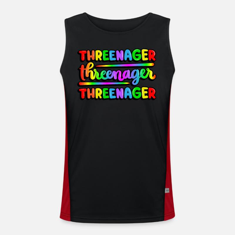 Threenager Kid 3rd Birthday Rainbow Spectrum Men's Functional Contrast Tank Top 
