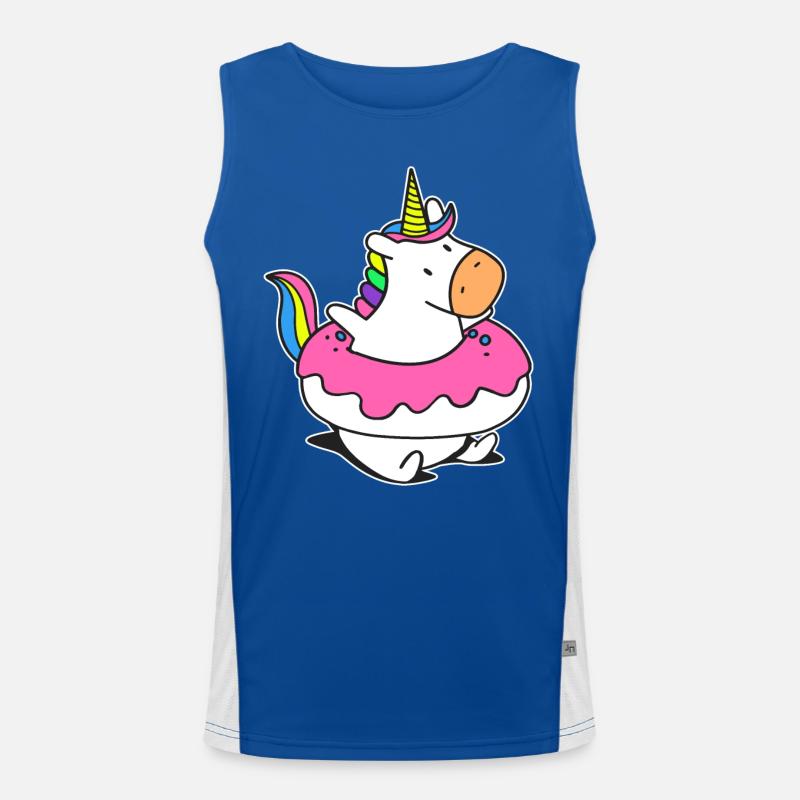 Regenbogen Einhorn Schwimmer Floaty Donut Funktionelles Kontrast-Tank Top für Männer 