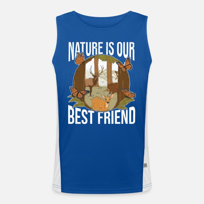 Die Natur Ist Unser Bester Freund Waldhirsch Tag Funktionelles Kontrast-Tank Top für Männer 