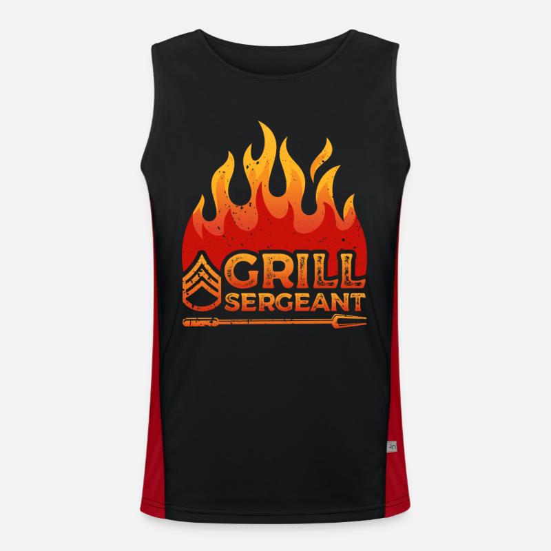 Grill Sergeant Flame Decor Proud Dad Griller Funktionelles Kontrast-Tank Top für Männer 