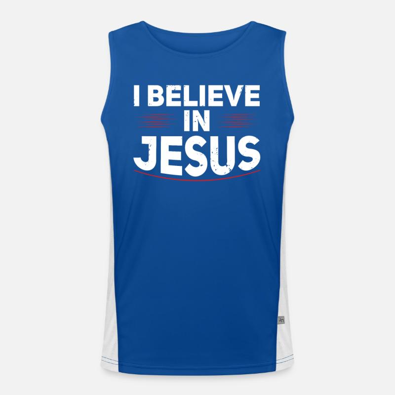 Ich Glaube An Jesus Christlicher Glaube Gläubiger Funktionelles Kontrast-Tank Top für Männer 