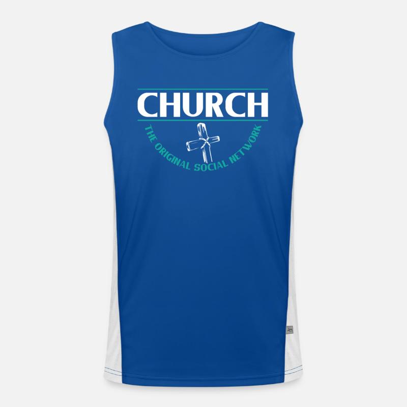 Kirche Das Ursprüngliche Soziale Netzwerk Glaube Funktionelles Kontrast-Tank Top für Männer 
