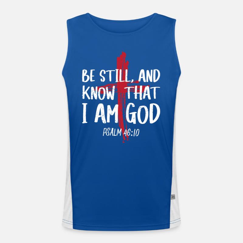 Sei Still Und Wisse, Dass Ich Gott Bin Psalm Funktionelles Kontrast-Tank Top für Männer 