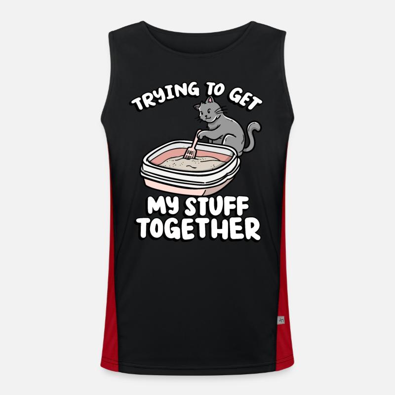 Trying To Get My Stuff Together Funny Kitten Men's Functional Contrast Tank Top 