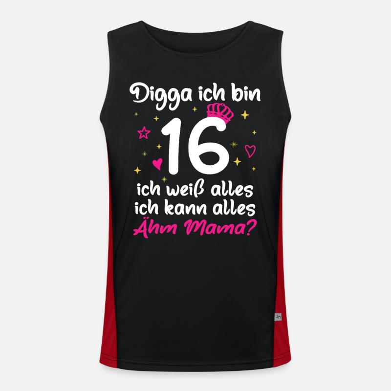 16. Geburtstag Mädchen Digga ich bin 16 Funktionelles Kontrast-Tank Top für Männer 