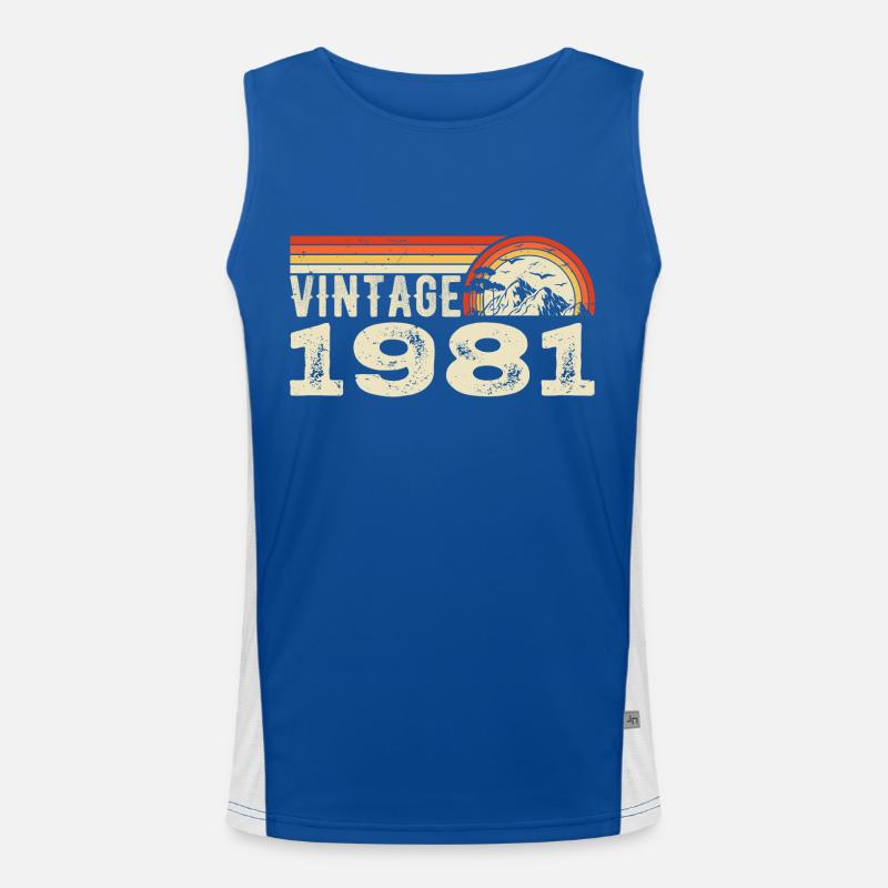 Jahrgang 1981 Retro 1981 Geburtstagsgeschenk Funktionelles Kontrast-Tank Top für Männer 