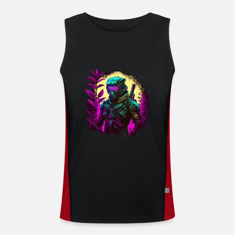 Ninja Cyber Warrior Samurai Geschenk Funktionelles Kontrast-Tank Top für Männer 