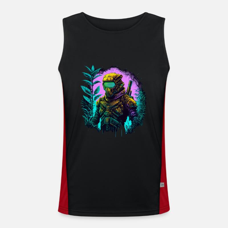 Ninja Cyber Warrior Samurai Geschenk Funktionelles Kontrast-Tank Top für Männer 