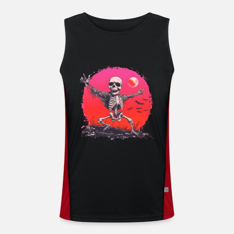 Dancing Skeleton Skull Halloween Men's Functional Contrast Tank Top 