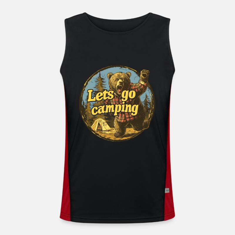 Lets Go Camping Bear Men's Functional Contrast Tank Top 
