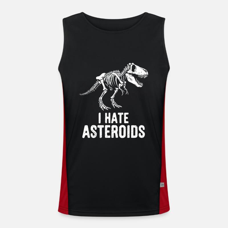 T-Rex Dinosaurier Skelett Spruch I hate Asteroids Funktionelles Kontrast-Tank Top für Männer 