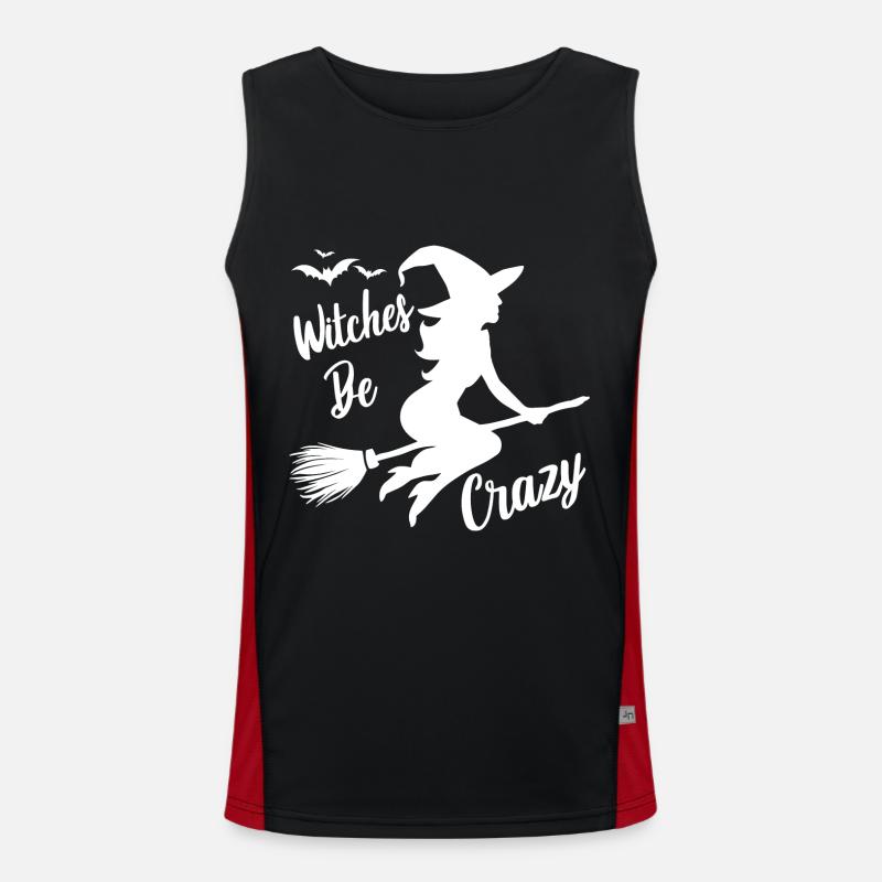 Hexe Hexenbroomen Spruch Witches Be Crazy Men's Functional Contrast Tank Top 