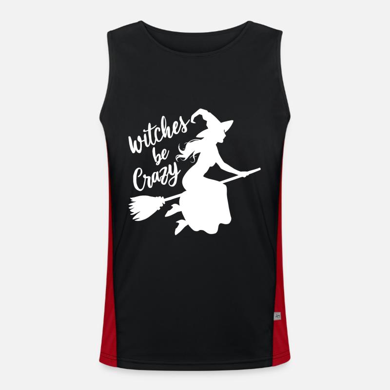 Hexe Hexenbroomen Spruch Witches Be Crazy Men's Functional Contrast Tank Top 