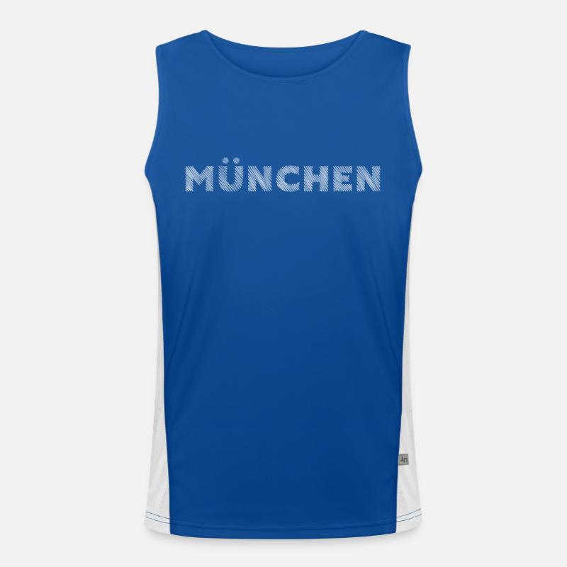 Munich Bavaria German City Hatching lettering Men's Functional Contrast Tank Top 