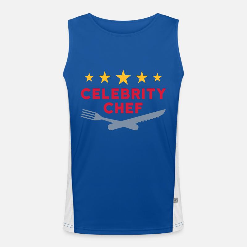 Celebrity chef (five stars, fork, knife) Men's Functional Contrast Tank Top 