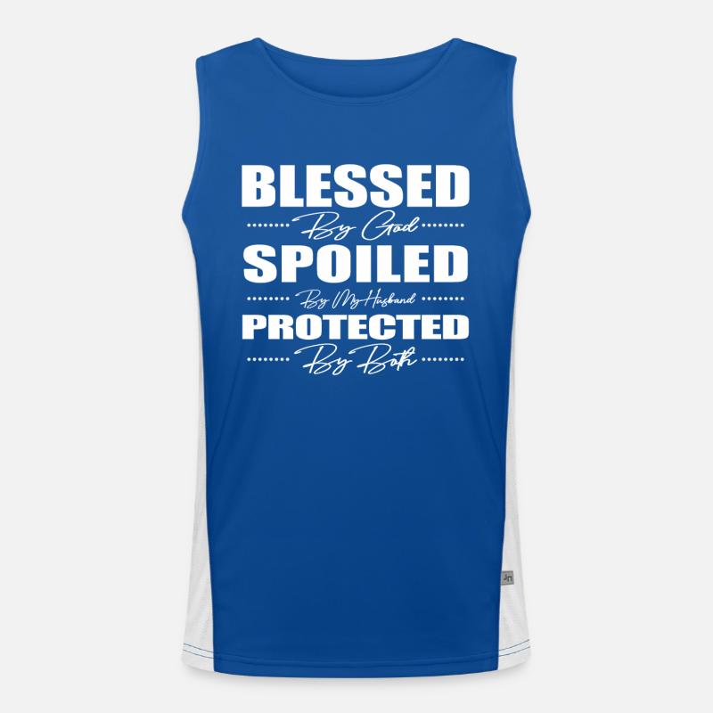 Blessed by God Spoiled by My Husband Protected By Funktionelles Kontrast-Tank Top für Männer 