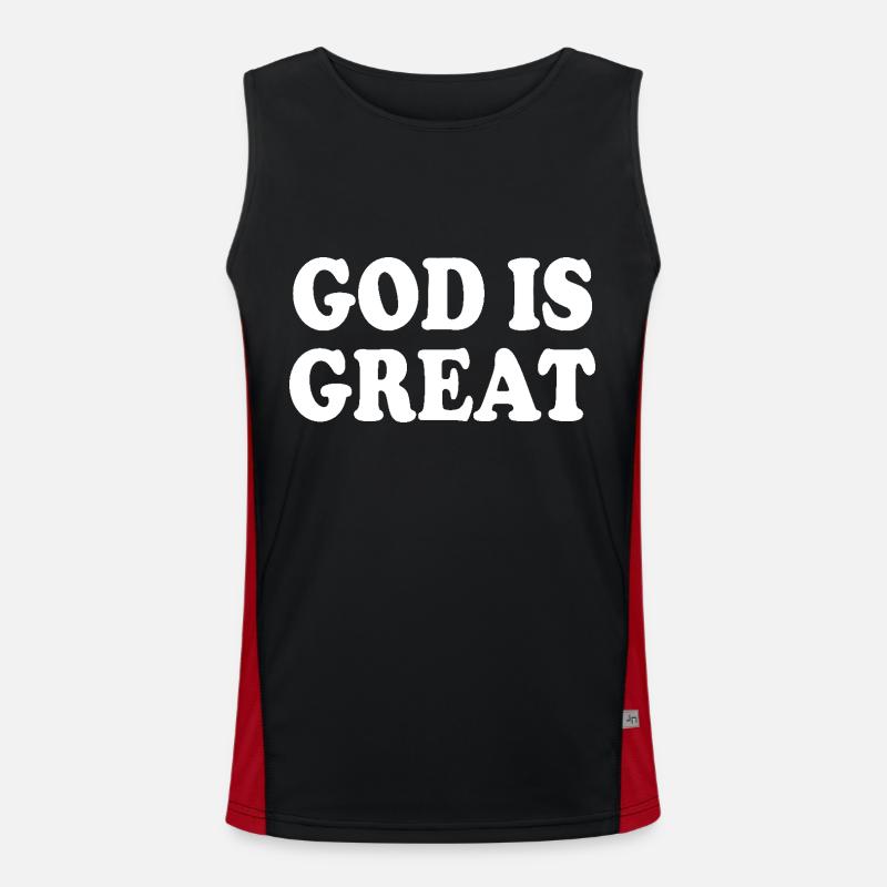 god is great - Men's Functional Contrast Tank Top - black/red