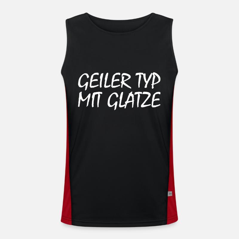 guy with bald head - Men's Functional Contrast Tank Top  - black/red