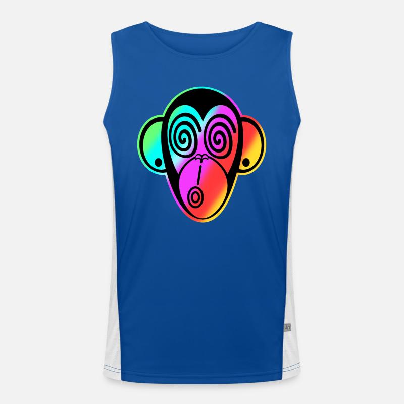 Schmooze Monkey classic design: RAINBOW MONKEYHEAD Men's Functional Contrast Tank Top 