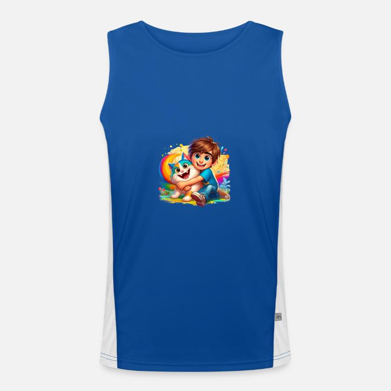 Garçon avec chat mignon Débardeur respirant contrasté Homme 