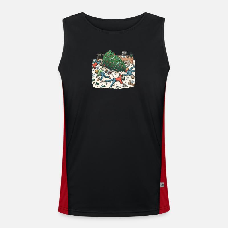 Exuberant Christmas tree party - Men's Functional Contrast Tank Top  - black/red