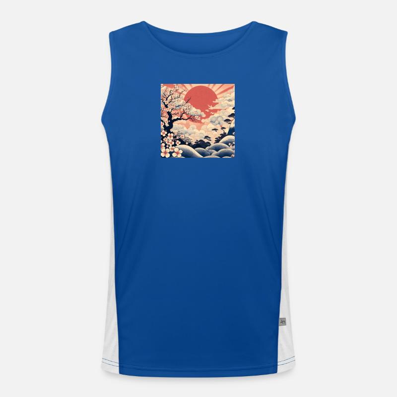 Sonnenaufgang Ukiyo-e-Stil Funktionelles Kontrast-Tank Top für Männer 