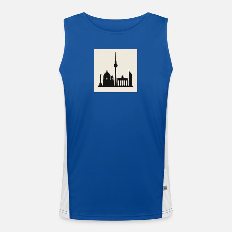 Berlin Skyline Silhouette Men's Functional Contrast Tank Top 