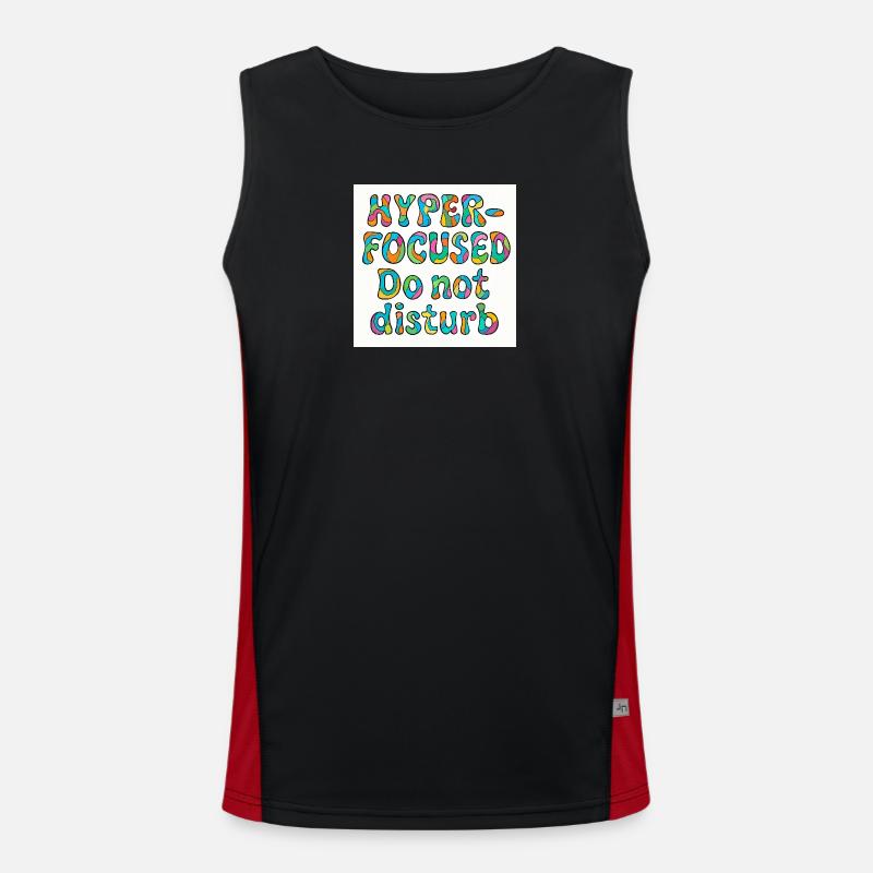 Hyper-focused do not disturb design  - Men's Functional Contrast Tank Top  - black/red