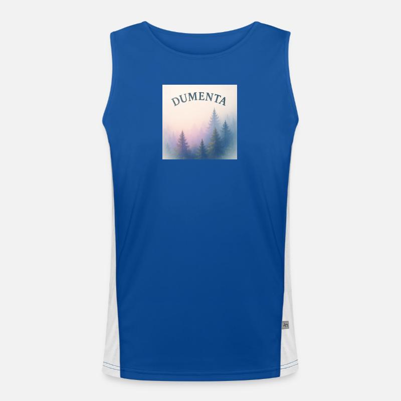 Waldlandschaft mit Dumenta Schriftzug Funktionelles Kontrast-Tank Top für Männer 