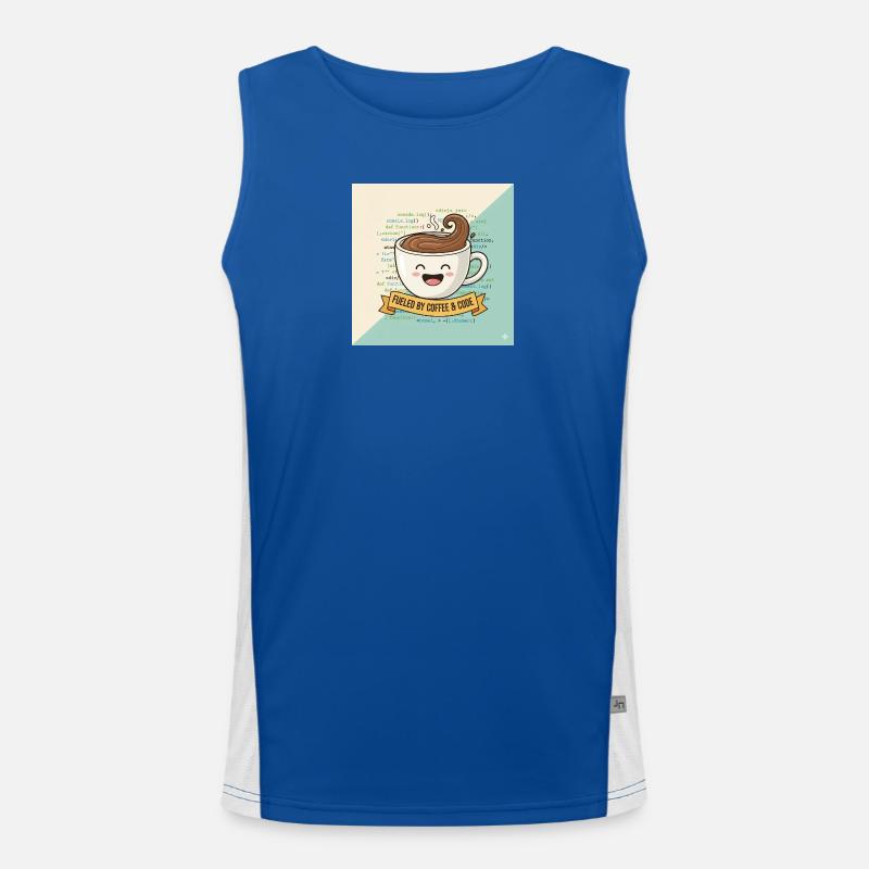 Happy Coffee Becher und Code Funktionelles Kontrast-Tank Top für Männer 
