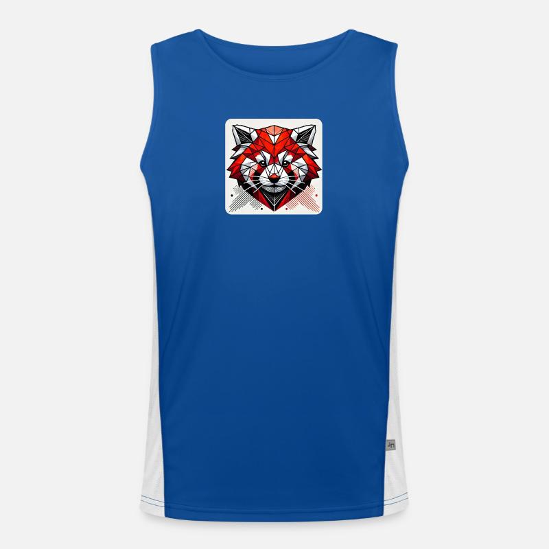 Geometric Red Panda Polygon Men's Functional Contrast Tank Top 