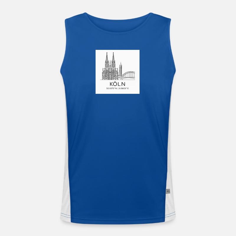 Köln Linienkunst Silhouette Wahrzeichen Funktionelles Kontrast-Tank Top für Männer 