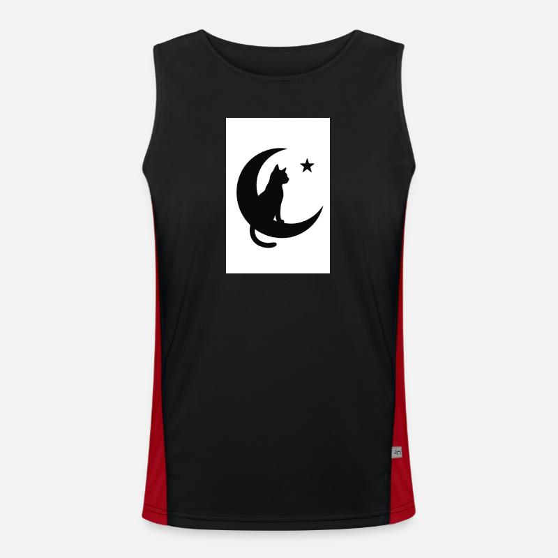 Moon cat on moon shadow - Men's Functional Contrast Tank Top  - black/red