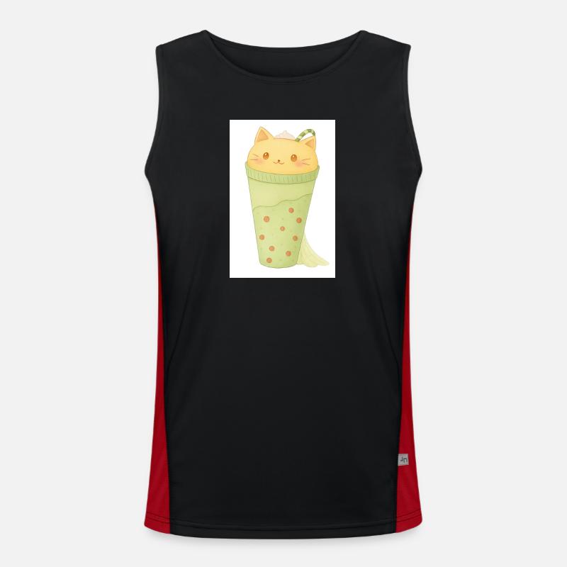 Chat Kawaii à la Menthe Bubble Tea Débardeur respirant contrasté Homme 
