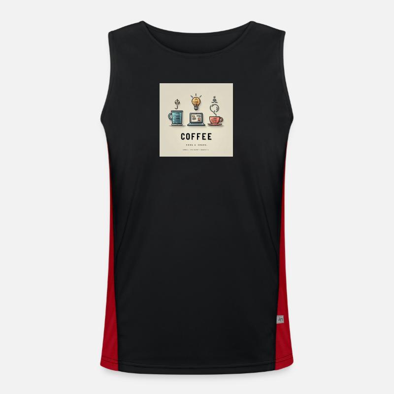 Coffee Code Design - Men's Functional Contrast Tank Top  - black/red
