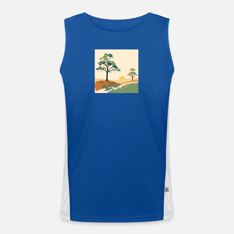 Pastel Sunset Trees Men's Functional Contrast Tank Top 