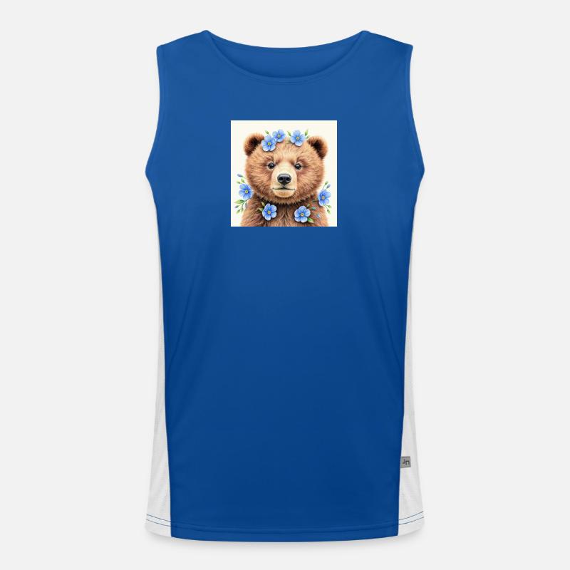 Blue Flower Bear Templates Men's Functional Contrast Tank Top 