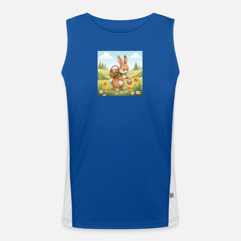 Osterhase mit Korb und Eiern Funktionelles Kontrast-Tank Top für Männer 
