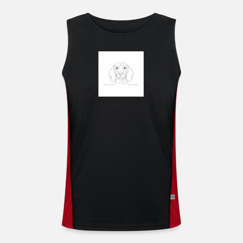 Beagle Line Portrait Head - Men's Functional Contrast Tank Top  - black/red