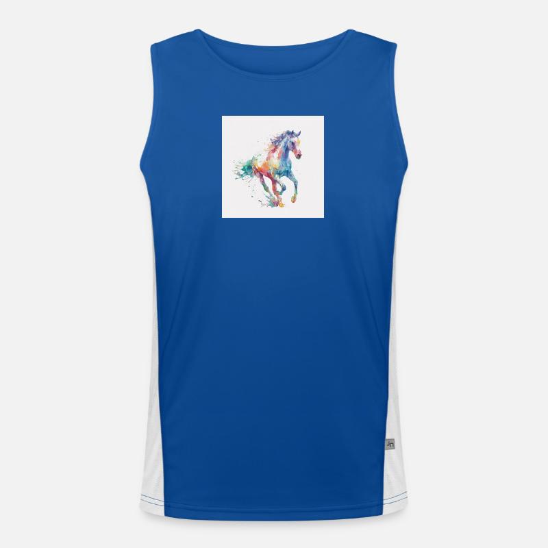 Regenbogenpferd Aquarell-Burst Funktionelles Kontrast-Tank Top für Männer 