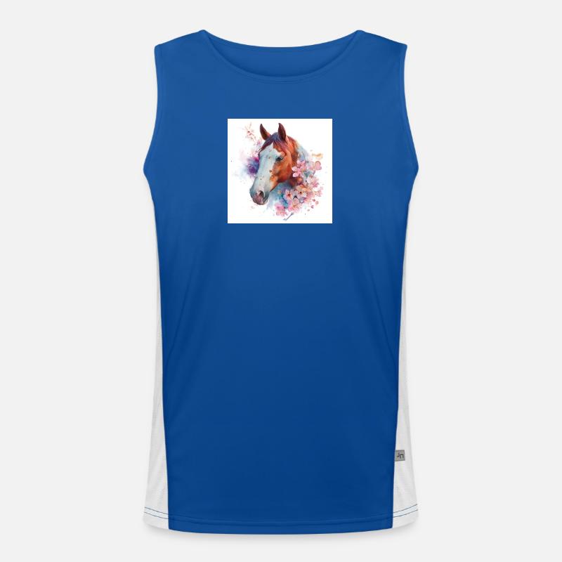 Aquarell Pferdeblüte Funktionelles Kontrast-Tank Top für Männer 