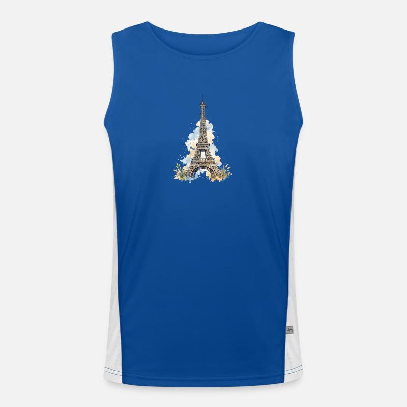 Wasserfarbe Eiffelturm Impression Funktionelles Kontrast-Tank Top für Männer 
