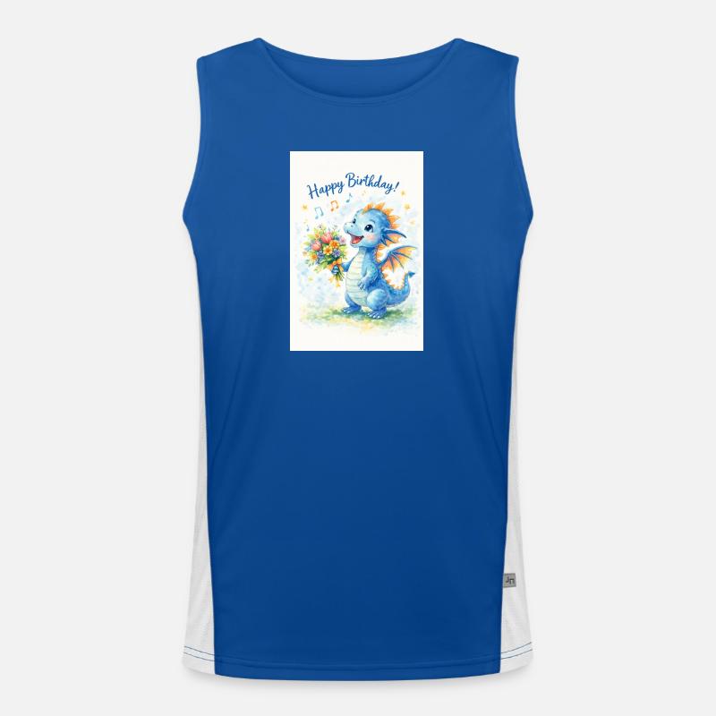 Blauer Drache mit Blumenstrauß Funktionelles Kontrast-Tank Top für Männer 