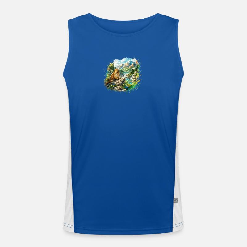 Murmeltierwaldlandschaft Funktionelles Kontrast-Tank Top für Männer 