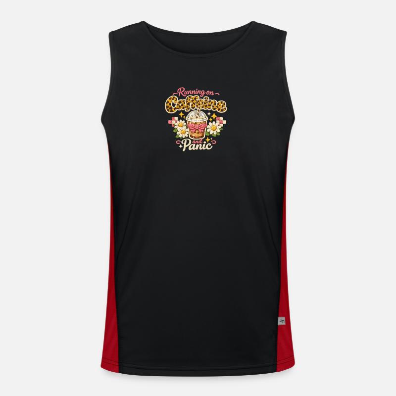 Running on Coffee and Panic - Men's Functional Contrast Tank Top  - black/red