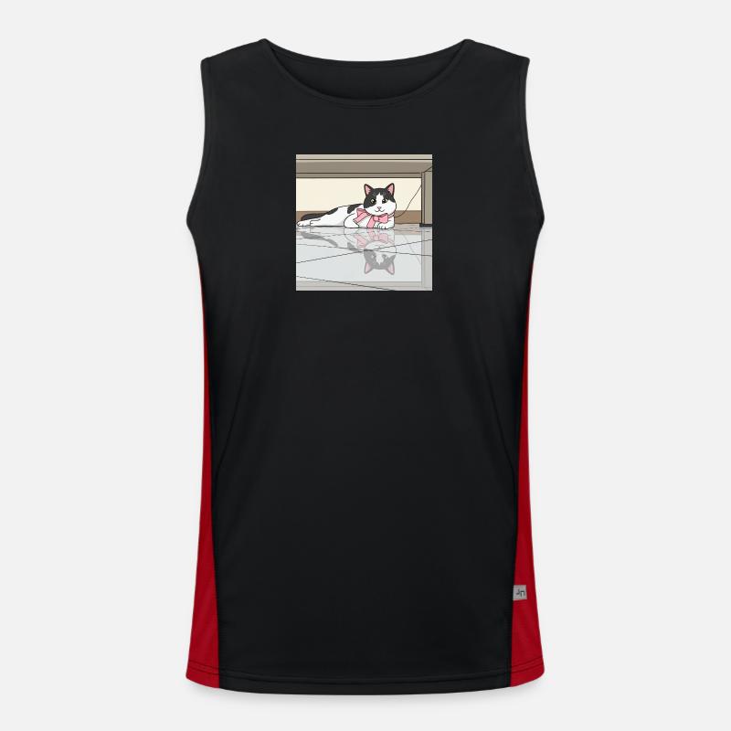 Chat avec reflet de nœud rose Débardeur respirant contrasté Homme 