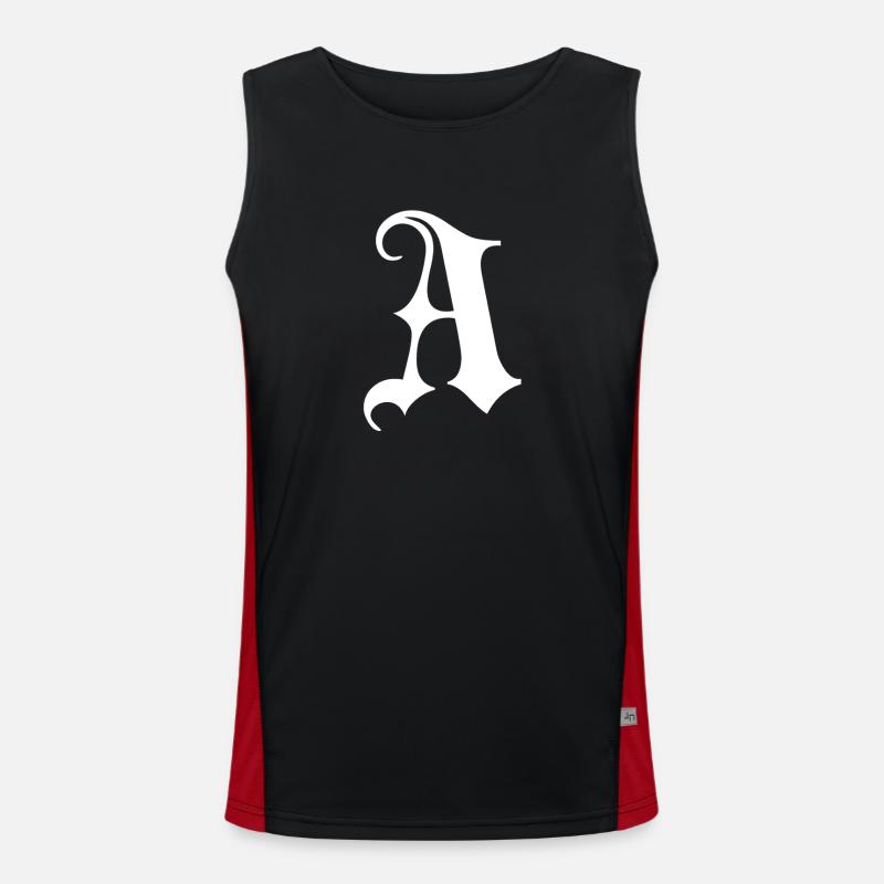 Gothic Monogram A Script - Men's Functional Contrast Tank Top  - black/red